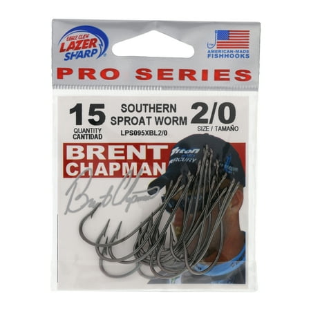 Lazer Sharp LPS095XBL2/0 Sproat Worm Hook, Black, Size 2/0, 15 Pack