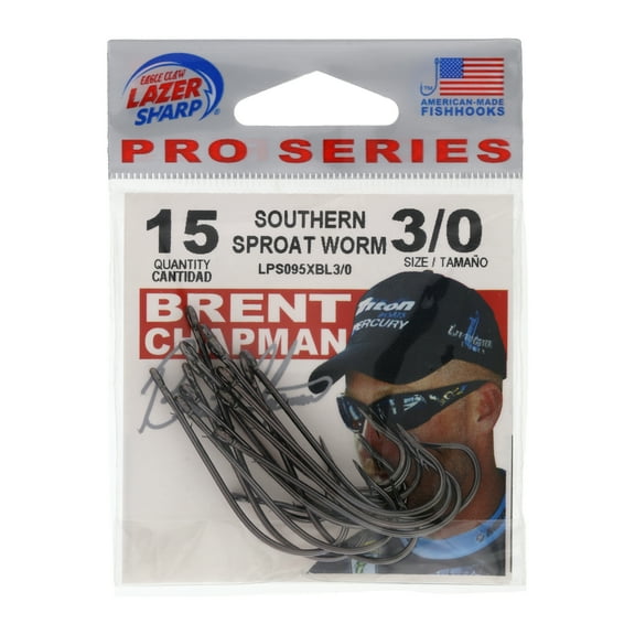 Lazer Sharp LPS095XBL3/0 Sproat Worm Hook, Black, Size 3/0