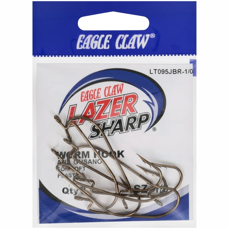 Lazer Sharp LT095JBRH1/0 Worm Hook, 8 Pack, Size 1/0