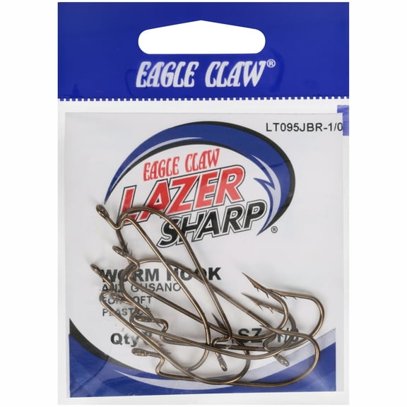 Lazer Sharp LT095JBRH1/0 Worm Hook, 8 Pack, Size 1/0
