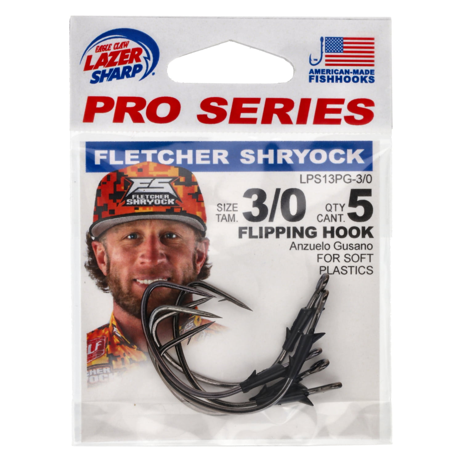 Lazer Sharp Pro Series Heavy Wire Flipping Hook – Molded Keeper – Size 3/0 - 5 Pack - Black