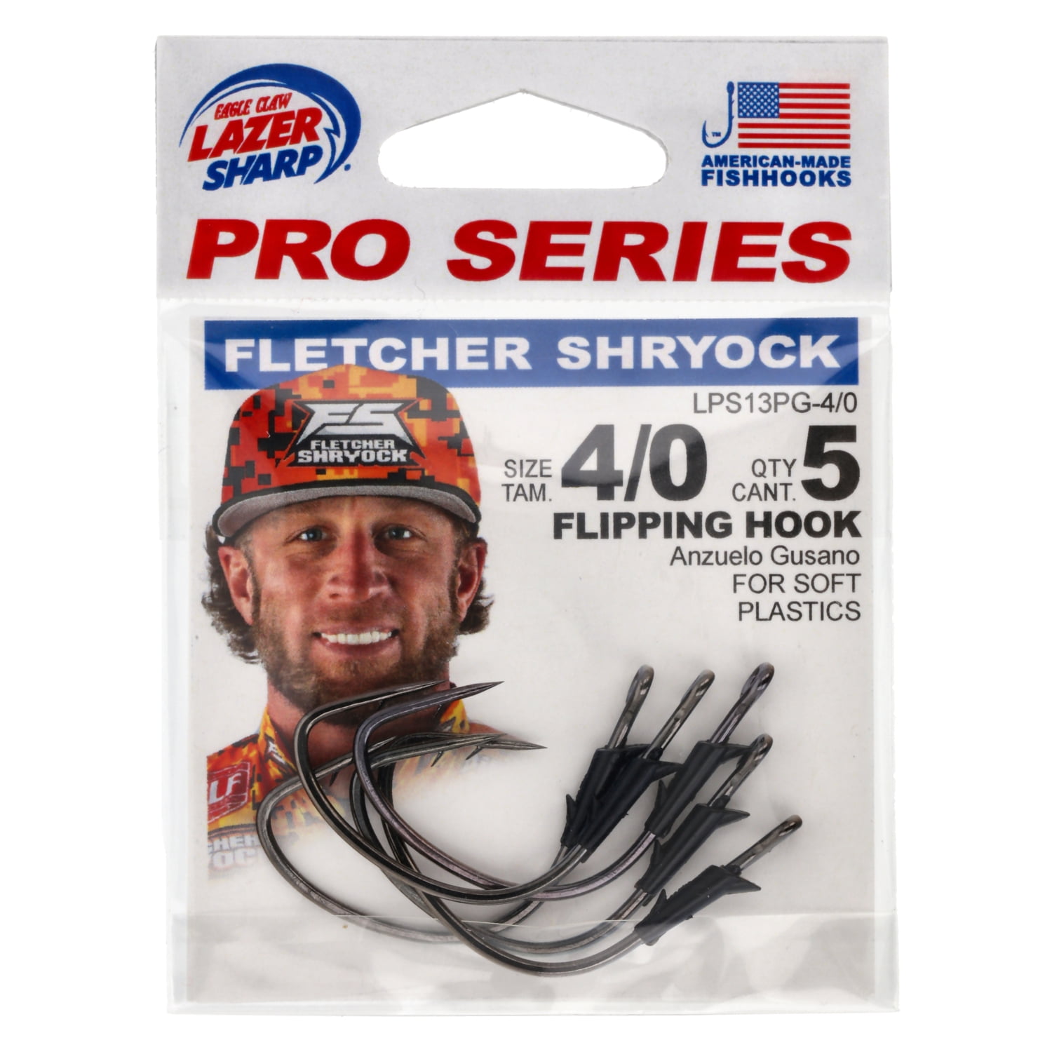 Lazer Sharp Pro Series Heavy Wire Flipping Hook – Molded Keeper – Size 4/0 - 5 Pack - Black