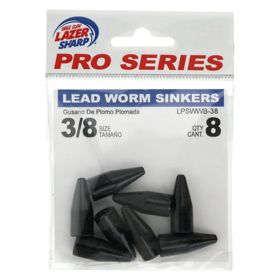 Lazer Sharp Pro Series Painted Worm Weights 3/8 Oz - 8 Pack - Black