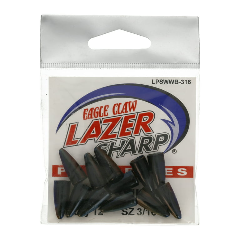 Lazer Sharp Pro Series Worm Sinker Fishing Weights Value Pack, Black, 3/16  oz.