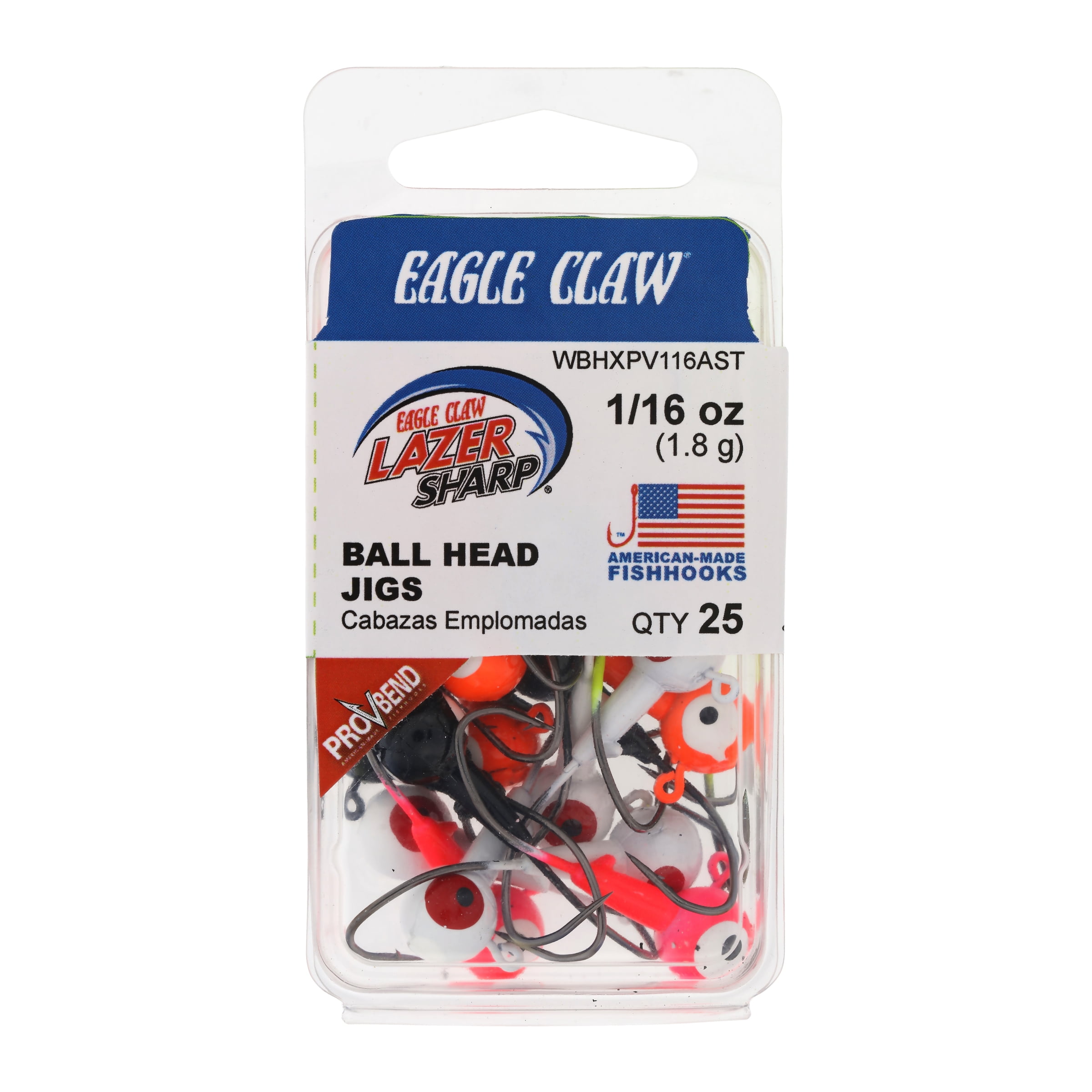 Lazer Sharp Pro-V 25 Pieces Heavy Wire Ballhead Jig Head, Size 1/16