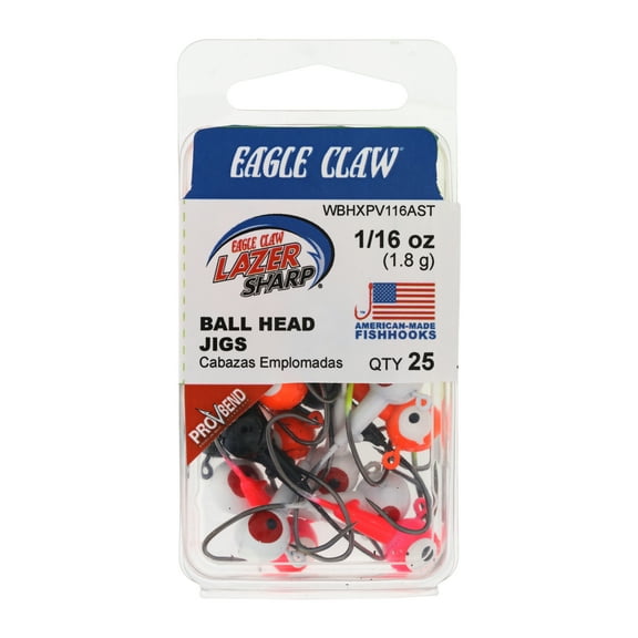 Lazer Sharp Pro-V 25 Pieces Heavy Wire Ballhead Jig Head, Size 1/16