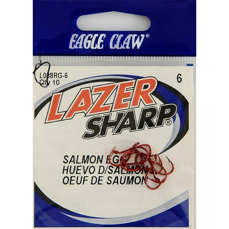 Lazer Sharp L038RGH-10 Salmon Egg Hook, Red, Size 10, 10 Pack