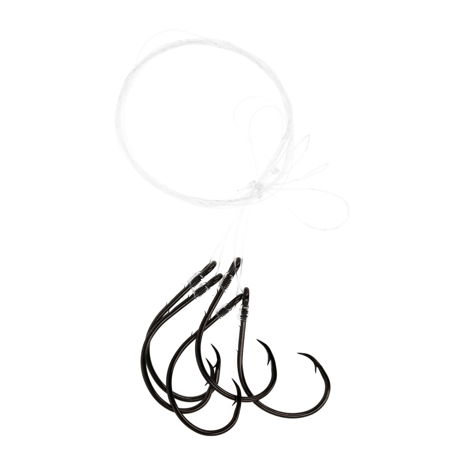 Lazer Sharp Snelled Non-Offset Baitholder Circle Hook - Black - 18" Mono Leader - Size 4/0