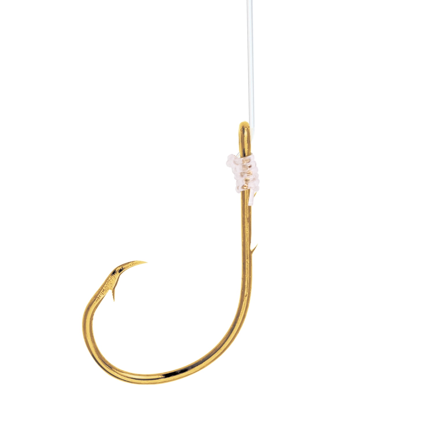 Lazer Sharp Snelled Non-Offset Baitholder Circle Hook - Gold - 18 In. Mono Leader - Size 5/0