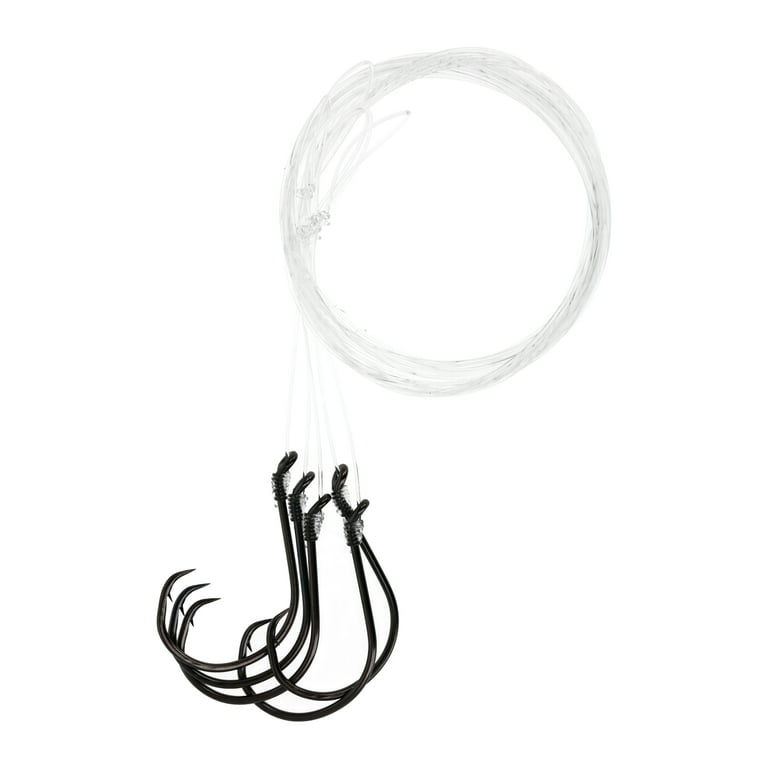Lazer Sharp Snelled Non-Offset Octopus Circle Hook - Black - 36 In. Mono  Leader - Size 5/0