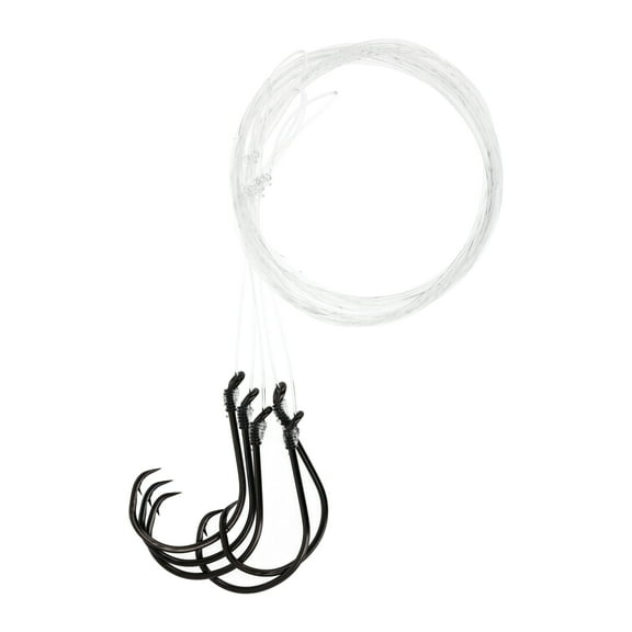 Lazer Sharp Snelled Non-Offset Octopus Circle Hook - Black - 36 In. Mono Leader - Size 5/0