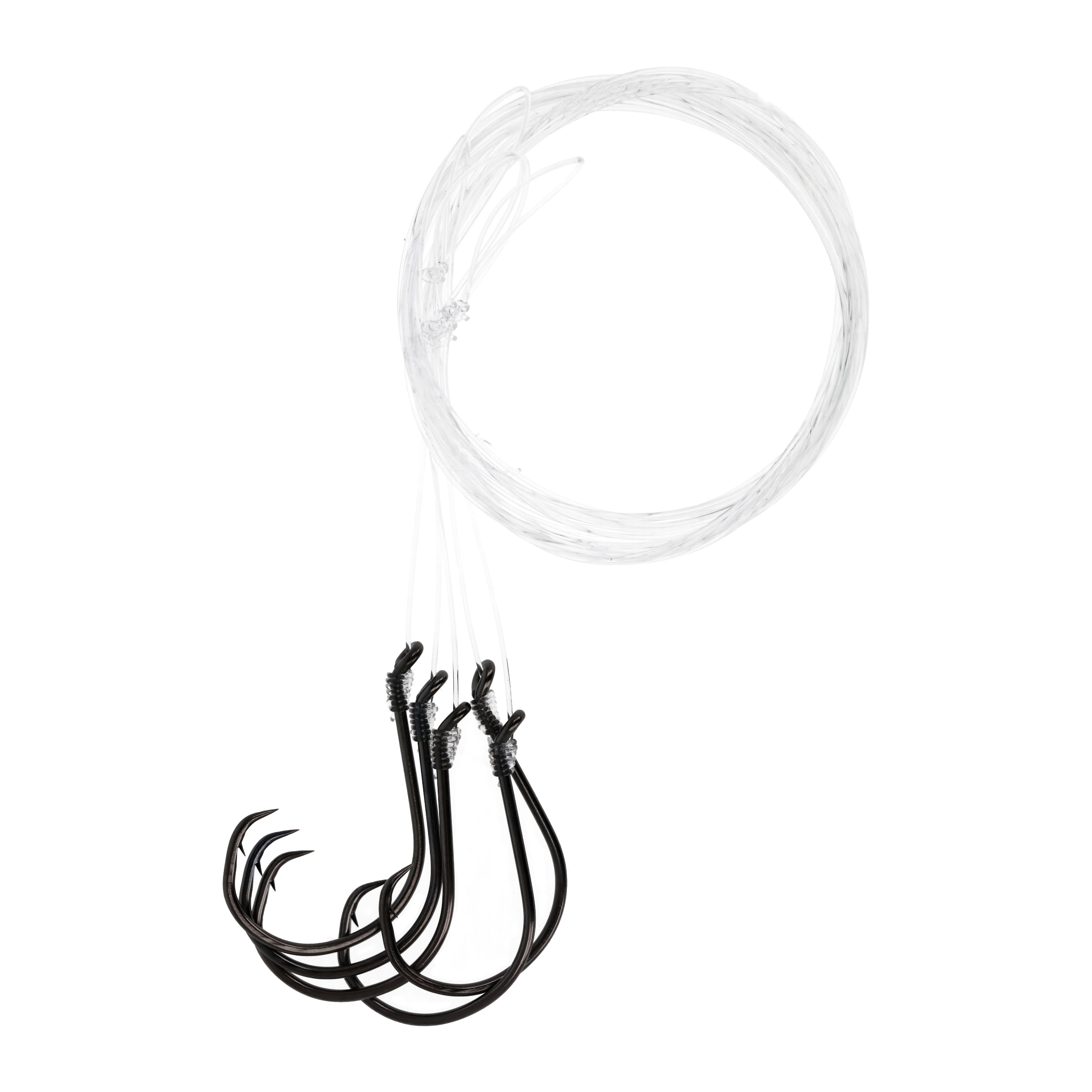 Lazer Sharp Snelled Non-Offset Octopus Circle Hook - Black - 36 In. Mono  Leader - Size 6/0