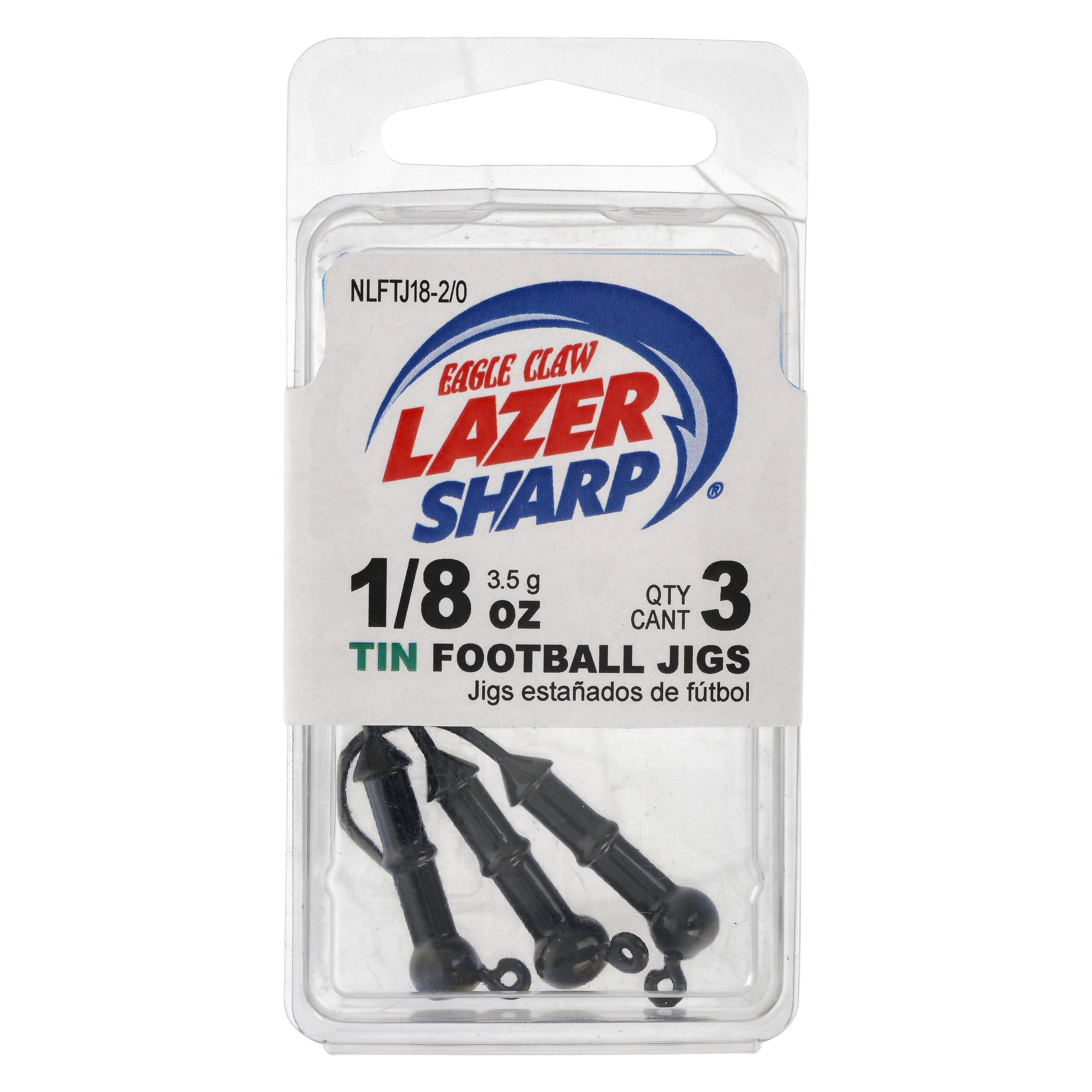 Lazer Sharp Tin Football Jig Head - 3 pack - Hook Size 2/0 - 1/8 oz - Black