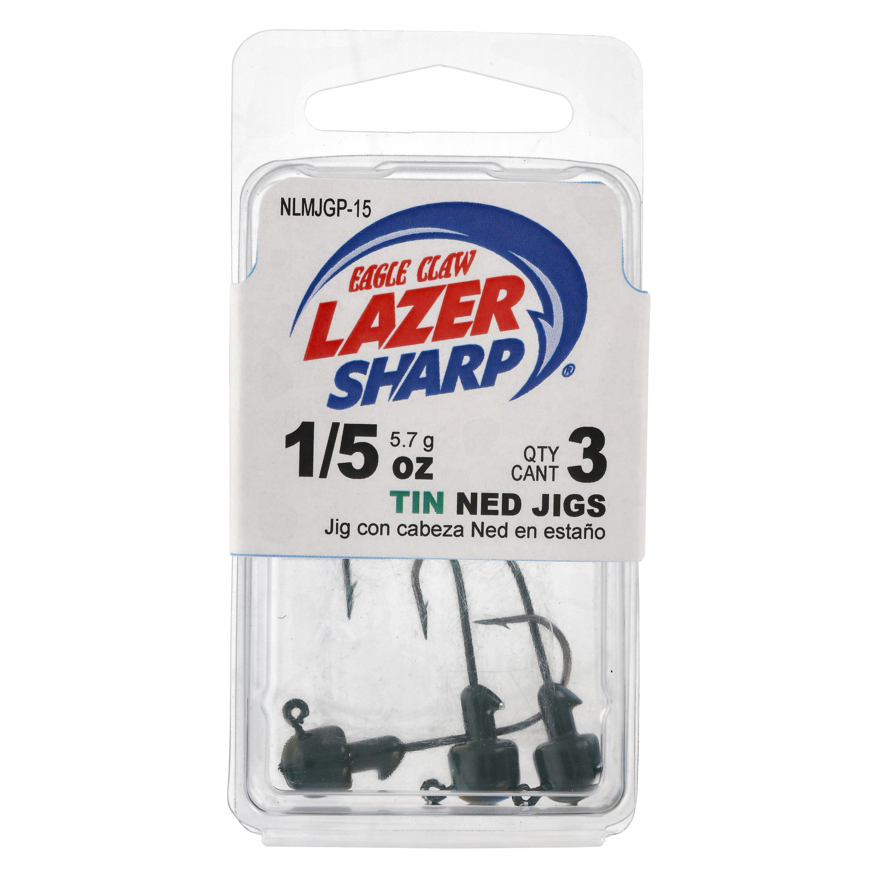 Lazer Sharp Tin Ned Jig Head - 3 pack - Hook size 2/0 - 1/5 oz - Green Pumpkin