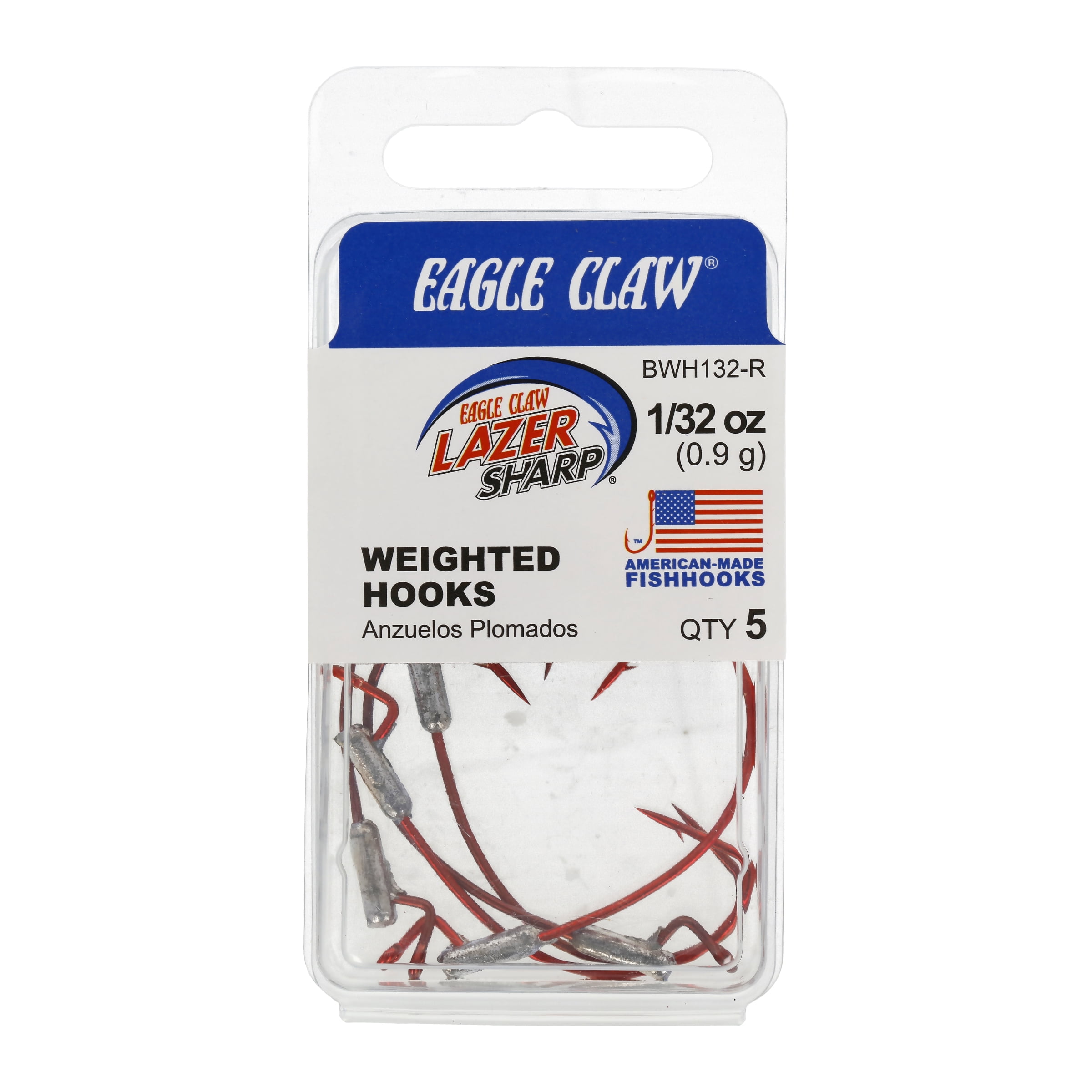Eagle Claw Weighted Fishing Hook, Unpainted, 1/8 oz.