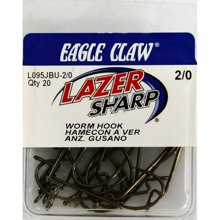 Lazer Sharp Z-Bend Sproat Worm Fishing Hooks, Bronze, Size 2/0, 20 Pack