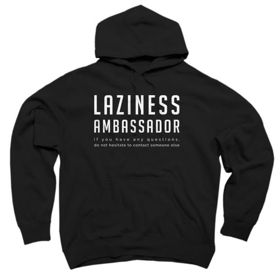 Laziness Ambassaor Black Graphic Pullover Hoodie - Design By Humans  M