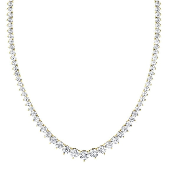 Lazio - 10 Carat Riviera 3 Prong Graduated Diamond Tennis Necklace