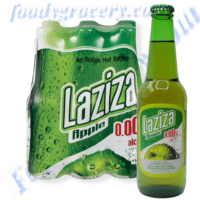 Laziza Apple Flavor Non Alcoholic Malt Beverage,  24-Pack 8.45 fl. oz. (330ml) Bottles