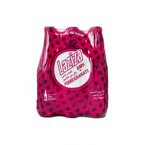 Laziza Pomegranate Flavor Non Alcoholic Malt Beverage, Product of Lebanon, 24-Pack 8.45 fl. oz. (330ml) Bottles
