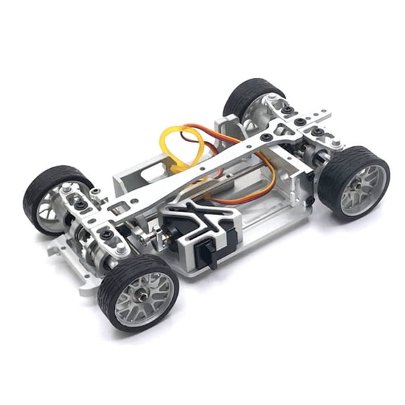 Lazsy 1/28 Scale RC Car Chassis Aluminum Construction Metal Sliding Car Frame Lightweight remotes Control Vehicle Part for Model Builders