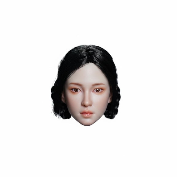 Lazsy 1/6 Female Head Headpiece 12 Inch Female Figure Head Realistic Face for Collecting, D