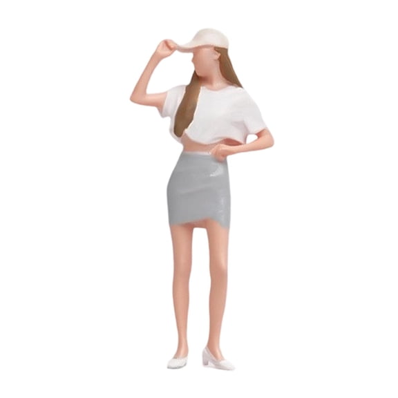 Lazsy 1/64 Scale Hat Girl Figure Mini Rein Female Figurine DIY Display Decorative Hand