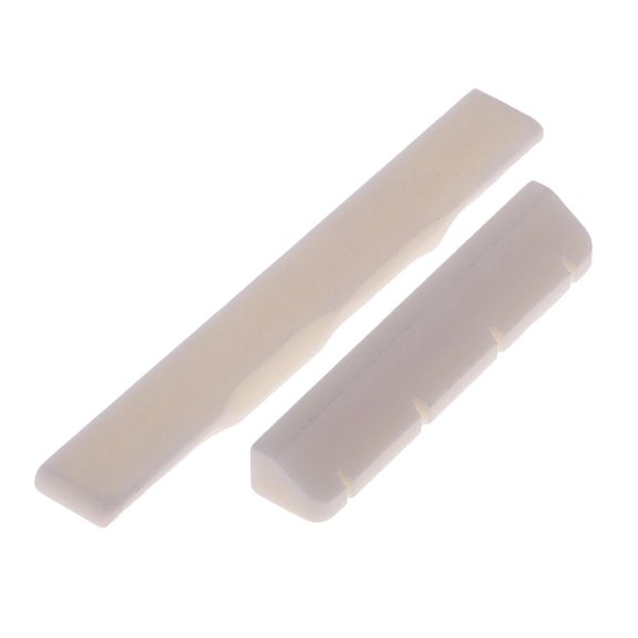 Lazsy 1 Set Guitar Slotted Saddle Nut Carved Bone for Ukulele Uku Replacement Part