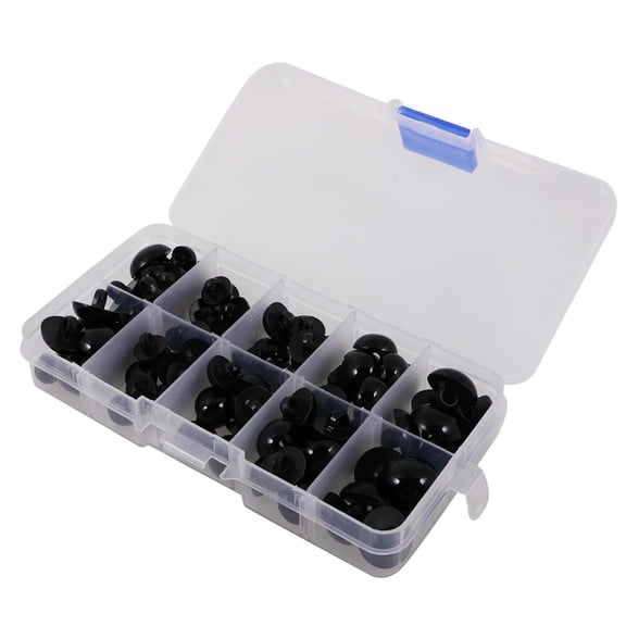 Lazsy 100pcs 9-15mm Round Mushroom Domed Black Plastic Safety Eyes and Nose for Bear,