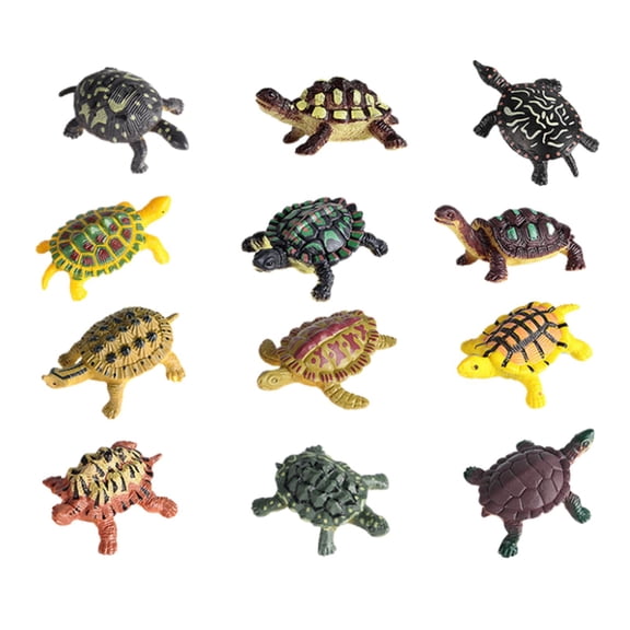 Lazsy 12 Pieces Animal Model Mini Figurines Models Kids toys, Marine Life for Home Table Party Favor Decoration Ornaments - Turtle
