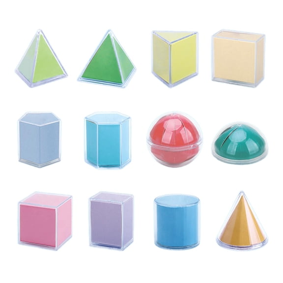Lazsy 12 Pieces Geometric Shapes Pattern Blocks Manipulatives Educational Toy Math Toy