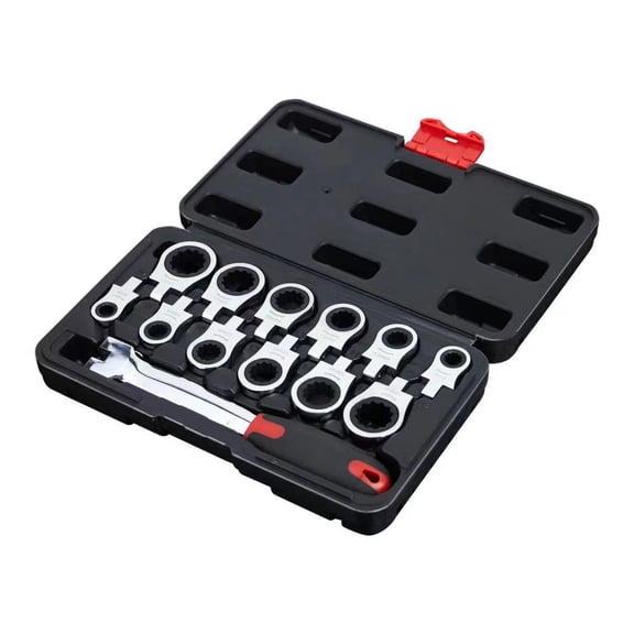 Lazsy 12 in 1 Wrench Set Replaceable Heads Interchangeable Head Wrench Half-Turn Rotation Hand Tool for Workshop