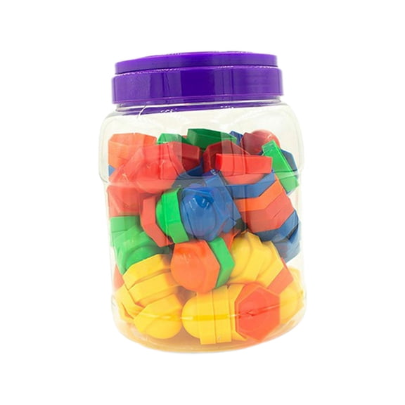Lazsy 120 Pieces Hexagon Shape Blocks Sorting Toy Early Learning Math Learn Geometric