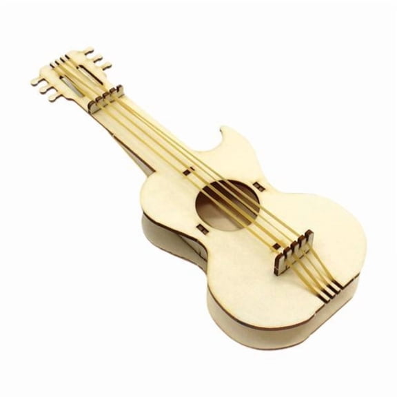 Lazsy 2-5pack Wooden Building Block Kit Miniature Guitar Model Set for Elementary 4 Pcs