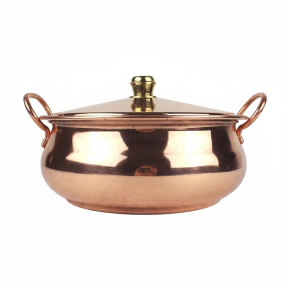 Lazsy 2 Copper Stockpots with Lids Induction Cooking Pots Riveted Handles for Restaurant Hot Pot
