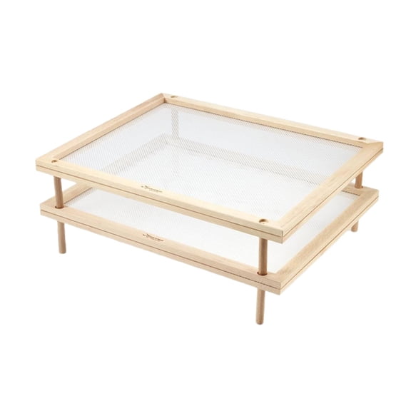 Lazsy 2 Layer Drying Rack, Wood Spaghetti Dryer Stand, Food Dehydrator, Food Dryer Net