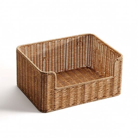 Lazsy 2 Pack Rattan Style Storage Basket with Low Profile Front for ...