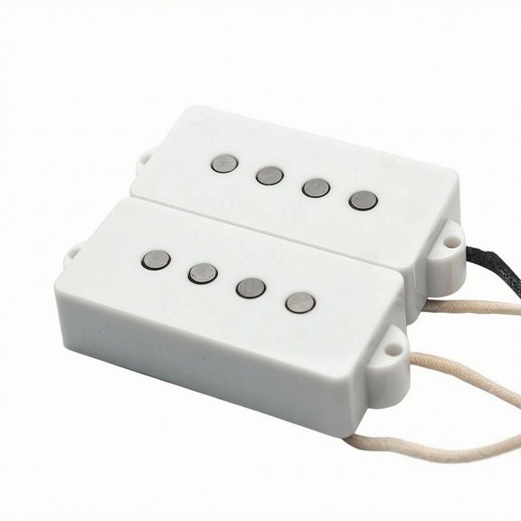 Lazsy 2 Pieces 5 Bass Pickup High-Output 4-String Bass Pickup 11.5K Instrument Hardware, White 2 PACK