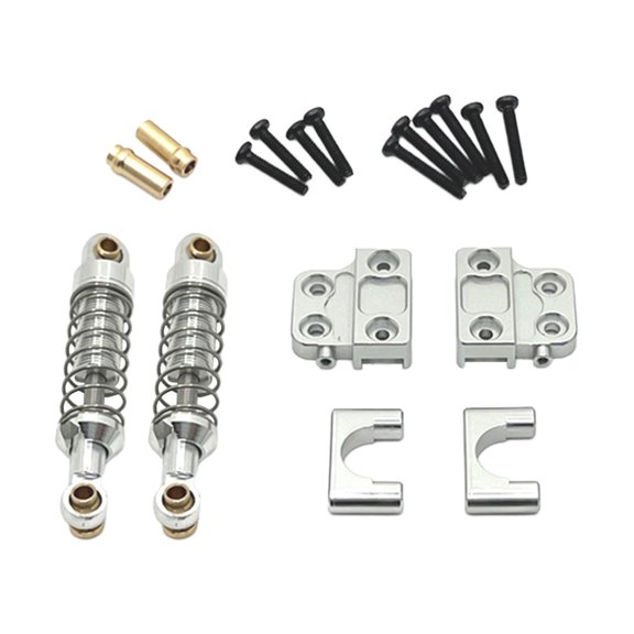 Lazsy 2 Pieces RC Car Shock Absorber Mounting Kit Remote Control Car Metal Upgrade DIY silvery