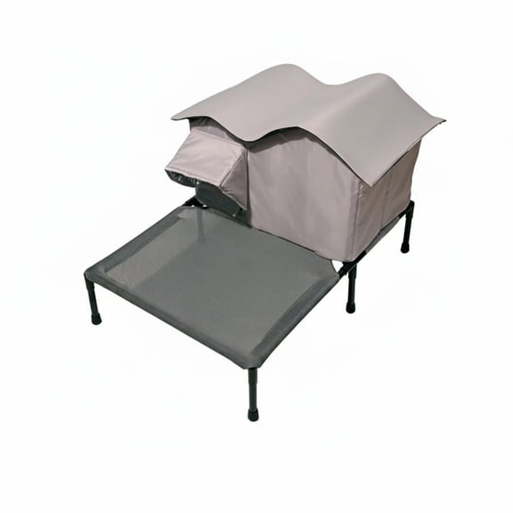 Lazsy 2-in-1 Pet House and Bed Breathable Elevated Pet Cot with Canopy Weatherproof Outdoor Cat House Bed for Patio