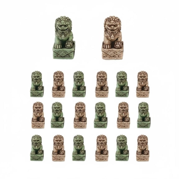 Lazsy 20 Pieces Chinese Protector Lion Figurine Miniature Foo Dog Statue Small Resin Lion Ornament for Bonsai Enthusiasts, Flower Pot Decor, Desktop Display