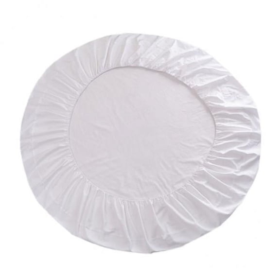 Lazsy 2X Pure Cotton Round Bed Fitted Sheet Bed Textile 200x200cm White
