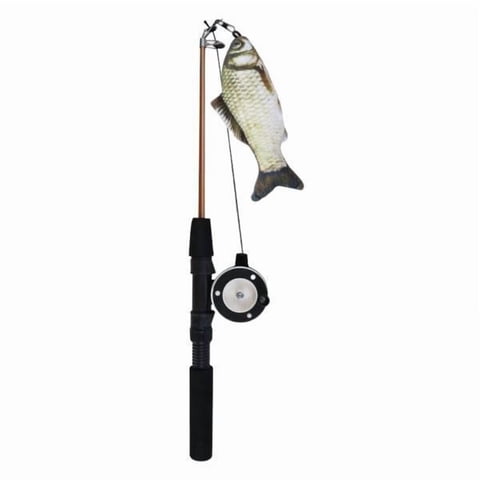 Lazsy 2xCat Teaser Wand Toy Adjustable Training Interactive Retractable Fishing Pole Grass Carp 2 Pcs
