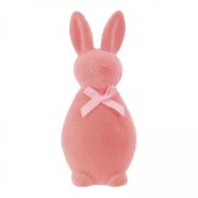 Lazsy 2xFoam Easter Bunny Miniature Figurine Farmhouse Bedroom Flocked Rabbit Statue Pink 2 Pcs