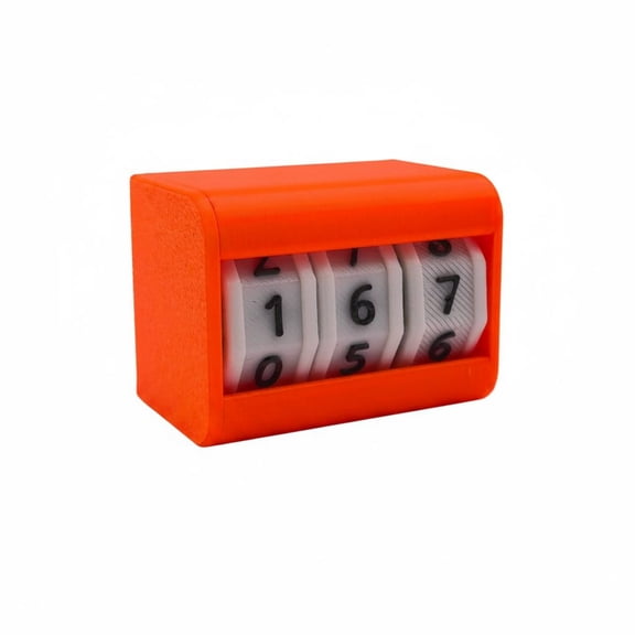 Lazsy 3 Digit Number Counter Calendar Desktop Timekeeper Reminder Rotating Drums Life Counter Health Goal Setting Timer Front Display Window Number Drum Timer, Orange