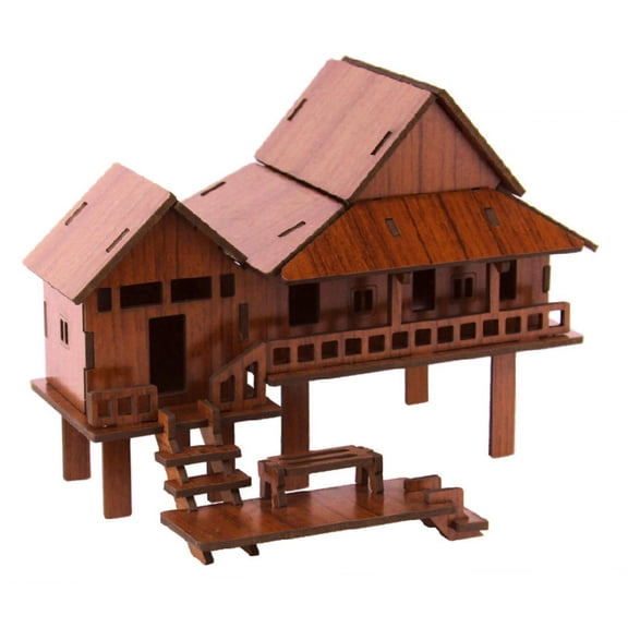 Lazsy 3D Puzzle Architecture Cabin Building DIY Kits DIY Craft Handmade Creative Brain Thai None