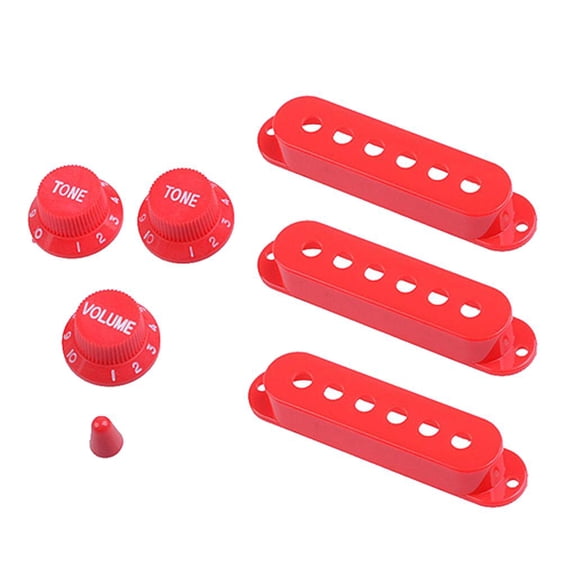 Lazsy 3pcs Pickup Covers+3pcs Knobs+1pc Toggle Tip for Electric Guitar Parts Red