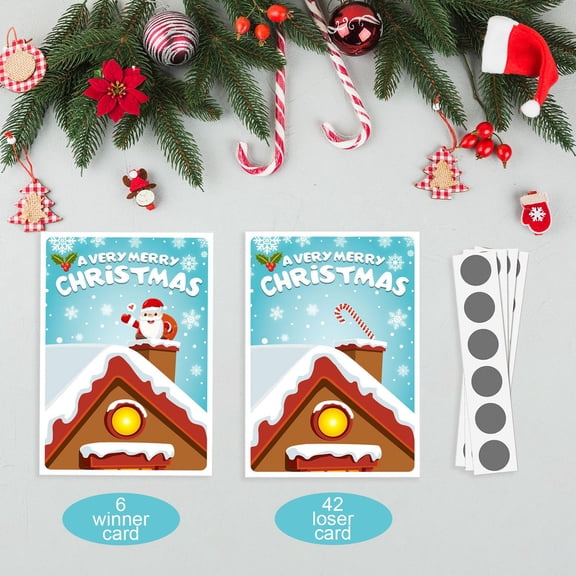 Lazsy 3x48x Christmas Scratch Game Cards Scratch Cards for Certificates Supplies Santa Claus