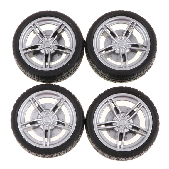 Lazsy 4 Pcs RC Car 5-Spoke Wheel Rims Rubber Tyres for RC Drift Car DIY Replacement