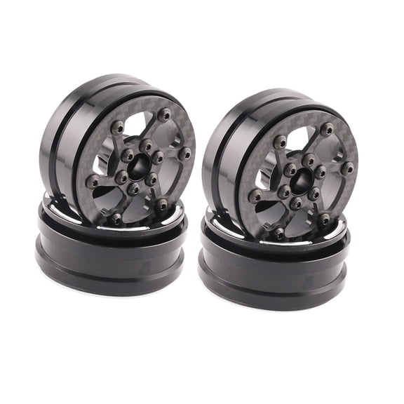 Lazsy 4 Pieces 1.9 inch Carbon Fiber Wheels Rims Heavy Duty RC Car Spare Part 12mm Hex Style F
